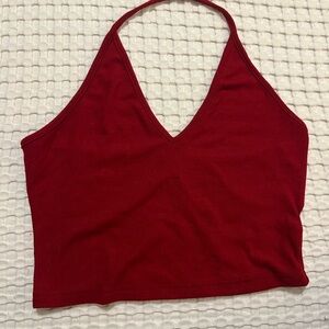 SHEIN Deep Red Halter Crop Top